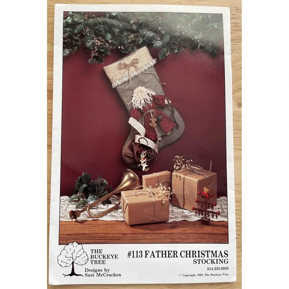 The Buckeye Tree #113‎ FATHER CHRISTMAS Stocking CUT Pattern Primitive Santa